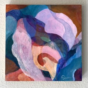 Colorful floral abstract, acrylic on cradled panel